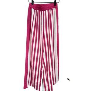 Modern Works Pink and White Striped Pants New With Tags! Size S! Wide-leg! Silky